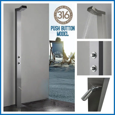 POOL SHOWER Bondi Push Button 316 Marine Grade Stainless Steel Outdoor Indoor Pool Shower