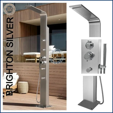POOL SHOWER Brighton Silver or Black 316 Stainless Steel Marine Grade Outdoor Indoor Massage Pool Shower silver