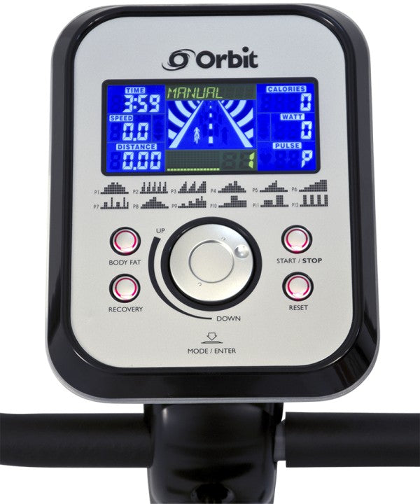 ORBIT Deluxe Recumbent Bike OBR8718 Comfort Black console