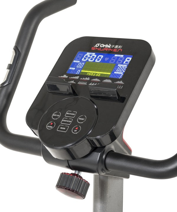 ORBIT Shuriken Motorised Magnetic Upright Bike Comfort Style Console