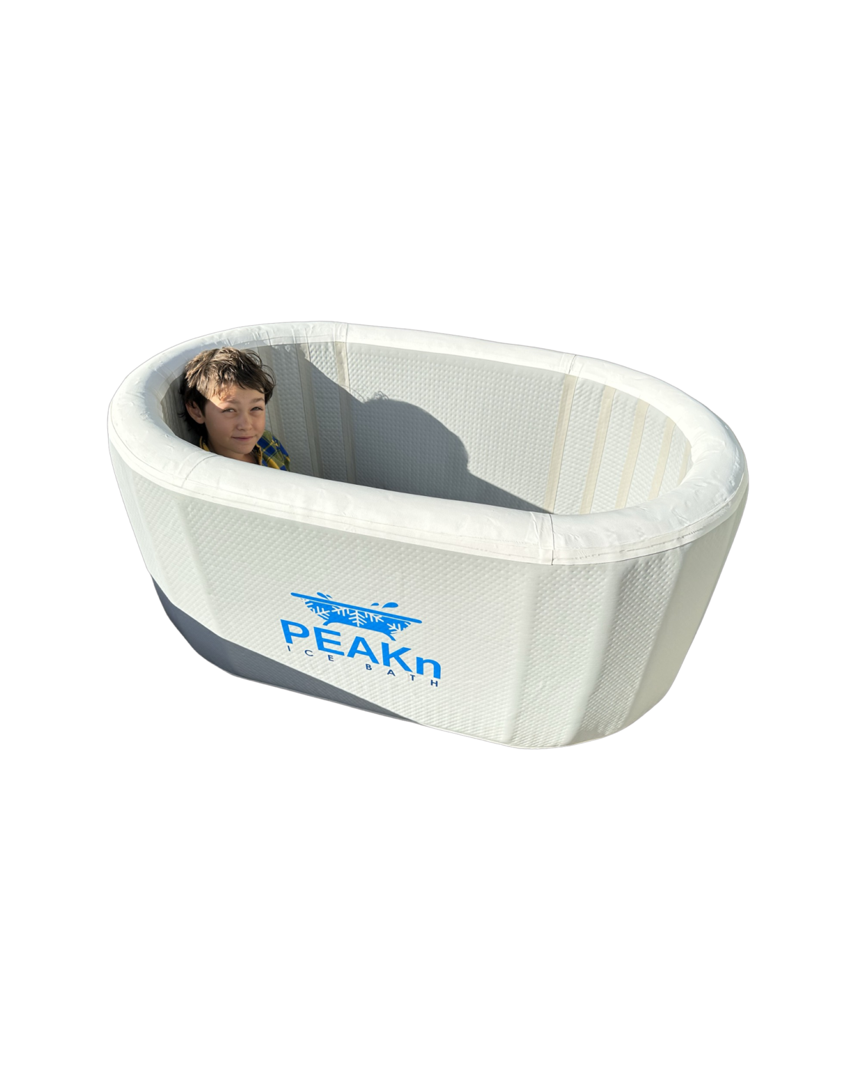 peakn insulated ice bath with person inside