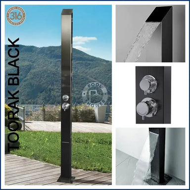 POOL SHOWER Toorak Silver or Black 316 Marine Grade Stainless Steel Outdoor Indoor Pool Shower black