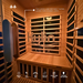 Infrared sauna with Kylin Sauna branding and features listed on the wall.
