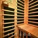 Wooden sauna interior with features highlighted on a black background
