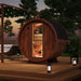 GARDEN HOUSE 24 Barrel Sauna LEO with Half Moon Glass 2 x 1.6 m Australian-Made in garden